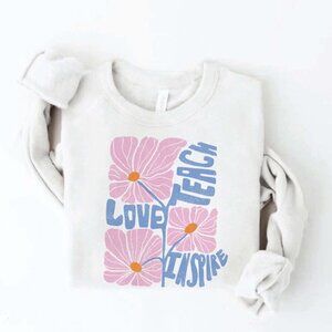Teach Love Inspire Oversized Graphic Sweatshirt
